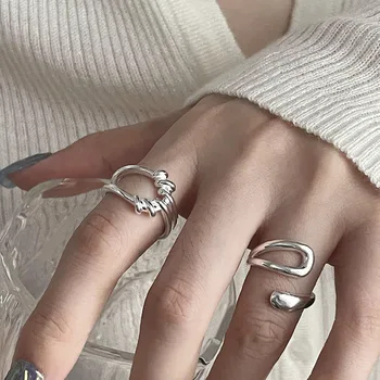 Кольца из стерлингового серебра 925 пробы Для женщин, простое минималистичное кольцо с открытым пальцем, модная группа, женская бижутерия в подарок